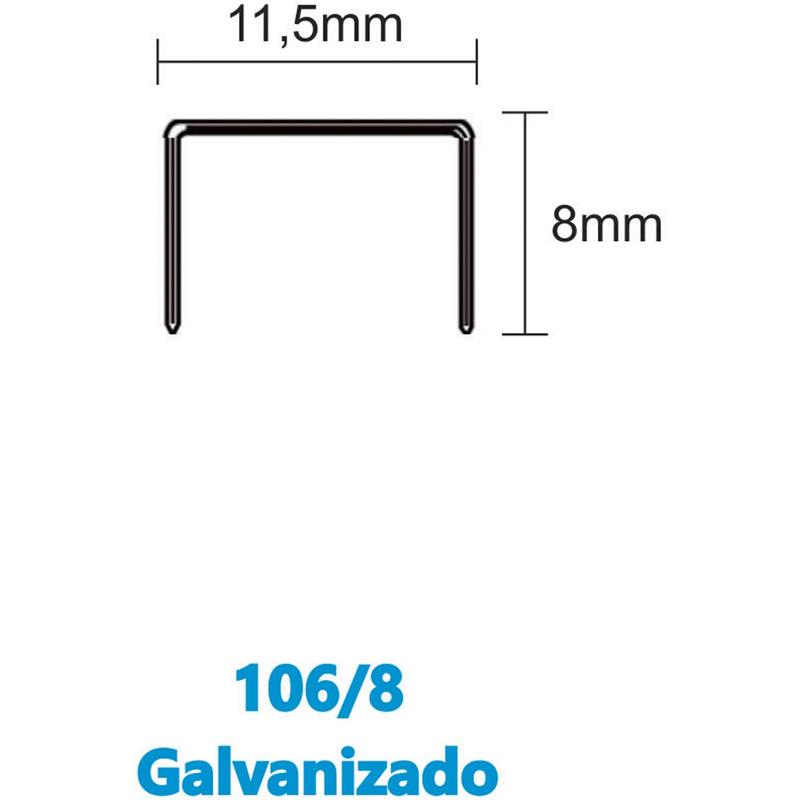 GRAMPO PARA GRAMPEADOR 106/8 GALVANIZADO COM 2500 GRAMPOS - BACCHI CAIXA