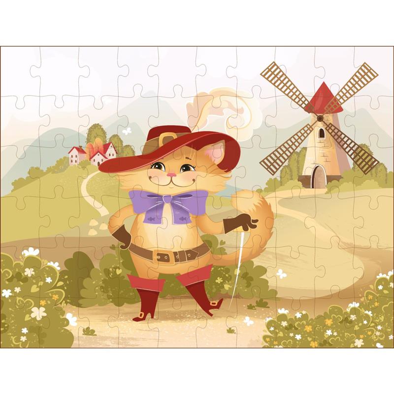 QUEBRA-CABEÇA MADEIRA GATO DE BOTAS 60 PEÇAS - AQUARELA BRINQUEDOS UNIDADE