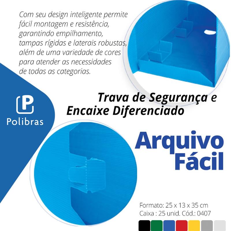 ARQUIVO MORTO (POLIPROPILENO) FÁCIL NOVAONDA PRETO - POLIBRAS PCT.C/10