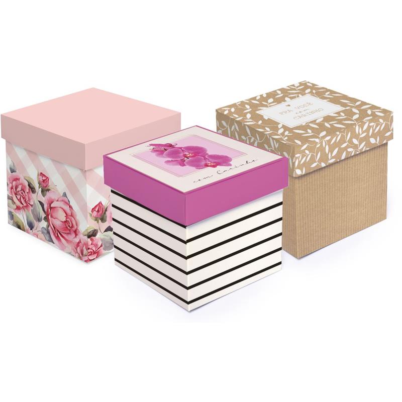 CAIXA PARA PRESENTE COM TAMPA 15 CM X 15 CM X 15 CM (SORTIDO) - CROMUS PCT.C/10