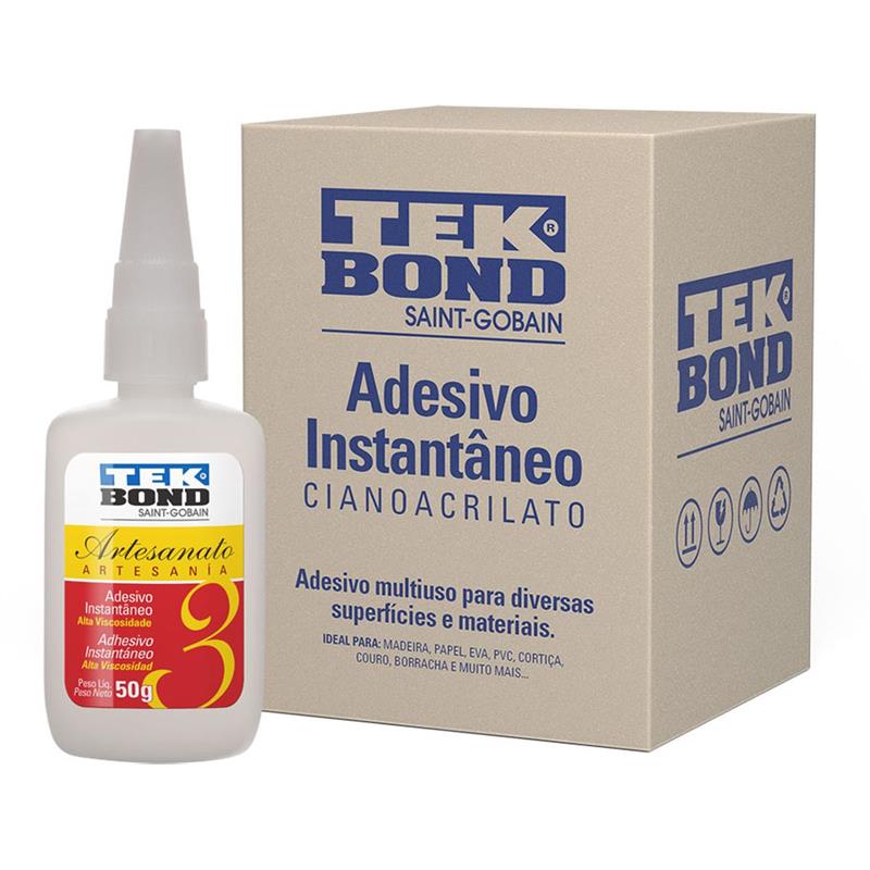 COLA (ADESIVO INSTANTÂNEO) ARTESANATO 3 50G - TEKBOND CX.C/10