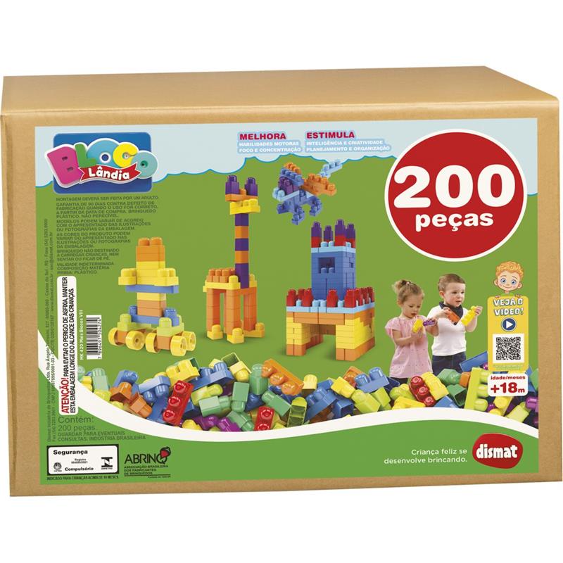 BRINQUEDO PARA MONTAR MAIS BLOCOS 200 PEÇAS - DISMAT CAIXA