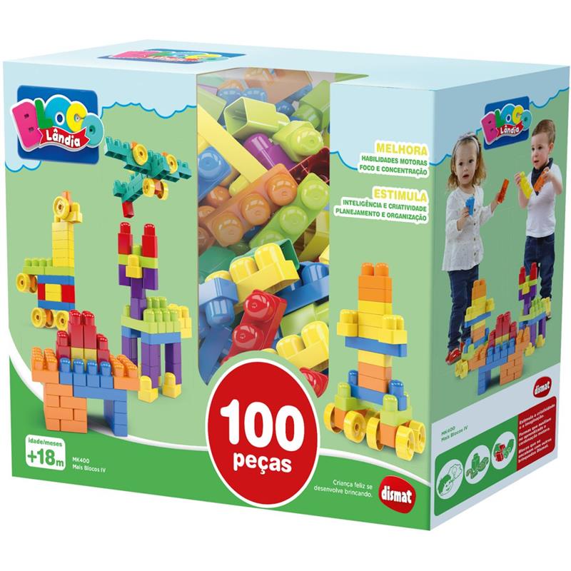 BRINQUEDO PARA MONTAR MAIS BLOCOS IV 100 PEÇAS - DISMAT UNIDADE