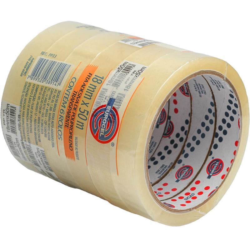 FITA PARA EMPACOTAMENTO PP 33 18 MM X 50 M TRANSPARENTE - EUROCEL PCT.C/06