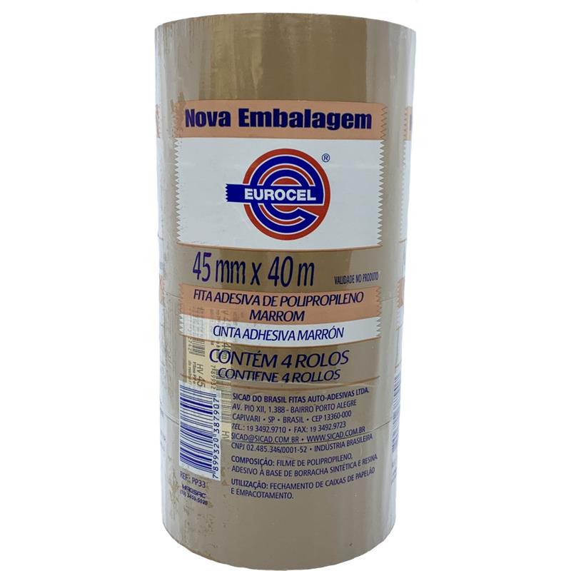 FITA PARA EMPACOTAMENTO PP 33 45 MM X 40 M MARROM - EUROCEL PCT.C/04