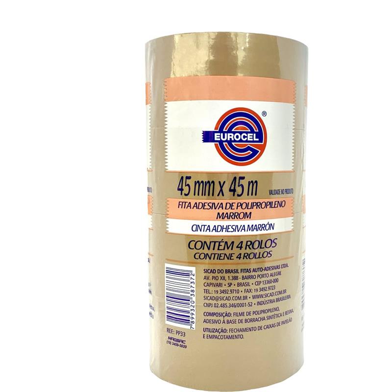 FITA PARA EMPACOTAMENTO PP 33 45 MM X 45 M MARROM - EUROCEL PCT.C/04