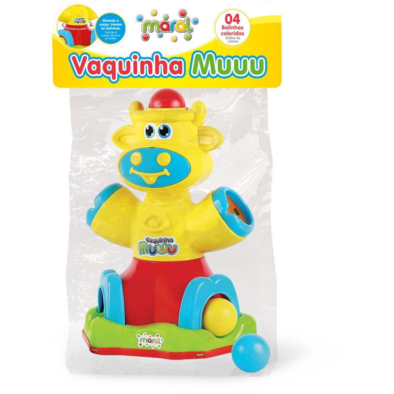 BRINQUEDO EDUCATIVO VAQUINHA MUUU COM 4 BOLINHAS - MARAL UNIDADE