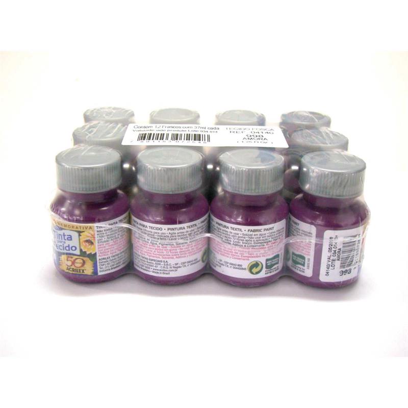 TINTA PARA TECIDO FOSCA 37 ML (AMORA) - ACRILEX DUZIA
