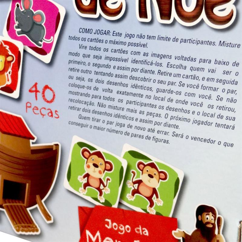 JOGO DA MEMÓRIA ARCA DE NOÉ 40 PEÇAS - PAIS E FILHOS UNIDADE