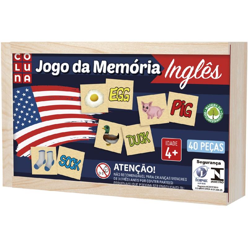 JOGO DA MEMÓRIA EM MADEIRA INGLÊS - COLUNA UNIDADE