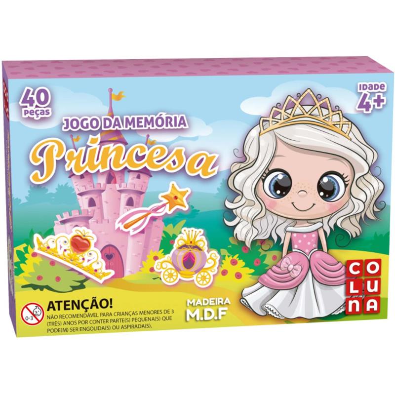 JOGO DA MEMÓRIA EM MADEIRA PRINCESAS 40 PEÇAS - COLUNA UNIDADE
