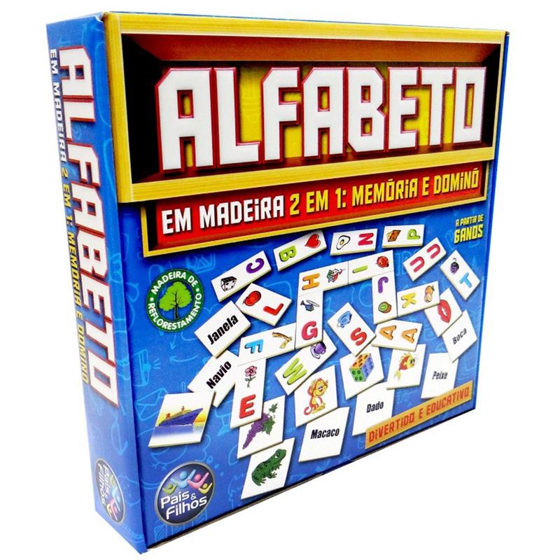 BRINQUEDO PEDAGÓGICO (MADEIRA) ALFABETO DOMINO E MEMORIA - PAIS E FILHOS UNIDADE