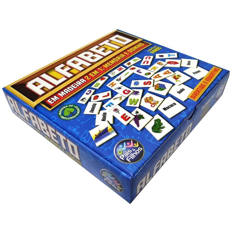 BRINQUEDO PEDAGÓGICO (MADEIRA) ALFABETO DOMINO E MEMORIA - PAIS E FILHOS UNIDADE