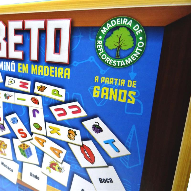 BRINQUEDO PEDAGÓGICO (MADEIRA) ALFABETO DOMINO E MEMORIA - PAIS E FILHOS UNIDADE