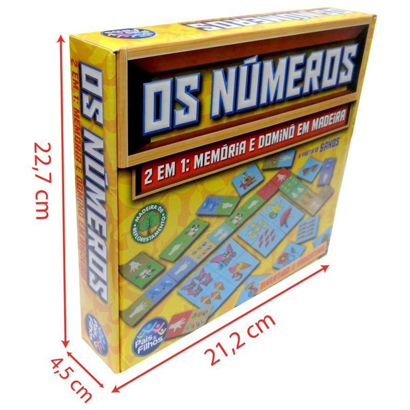 BRINQUEDO PEDAGÓGICO (MADEIRA) OS NUMEROS DOMINO E MEMORIA - PAIS E FILHOS UNIDADE