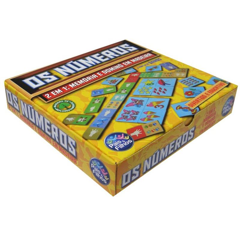 BRINQUEDO PEDAGÓGICO (MADEIRA) OS NUMEROS DOMINO E MEMORIA - PAIS E FILHOS UNIDADE
