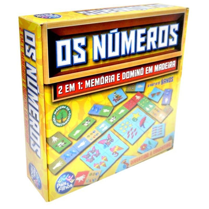 BRINQUEDO PEDAGÓGICO (MADEIRA) OS NUMEROS DOMINO E MEMORIA - PAIS E FILHOS UNIDADE