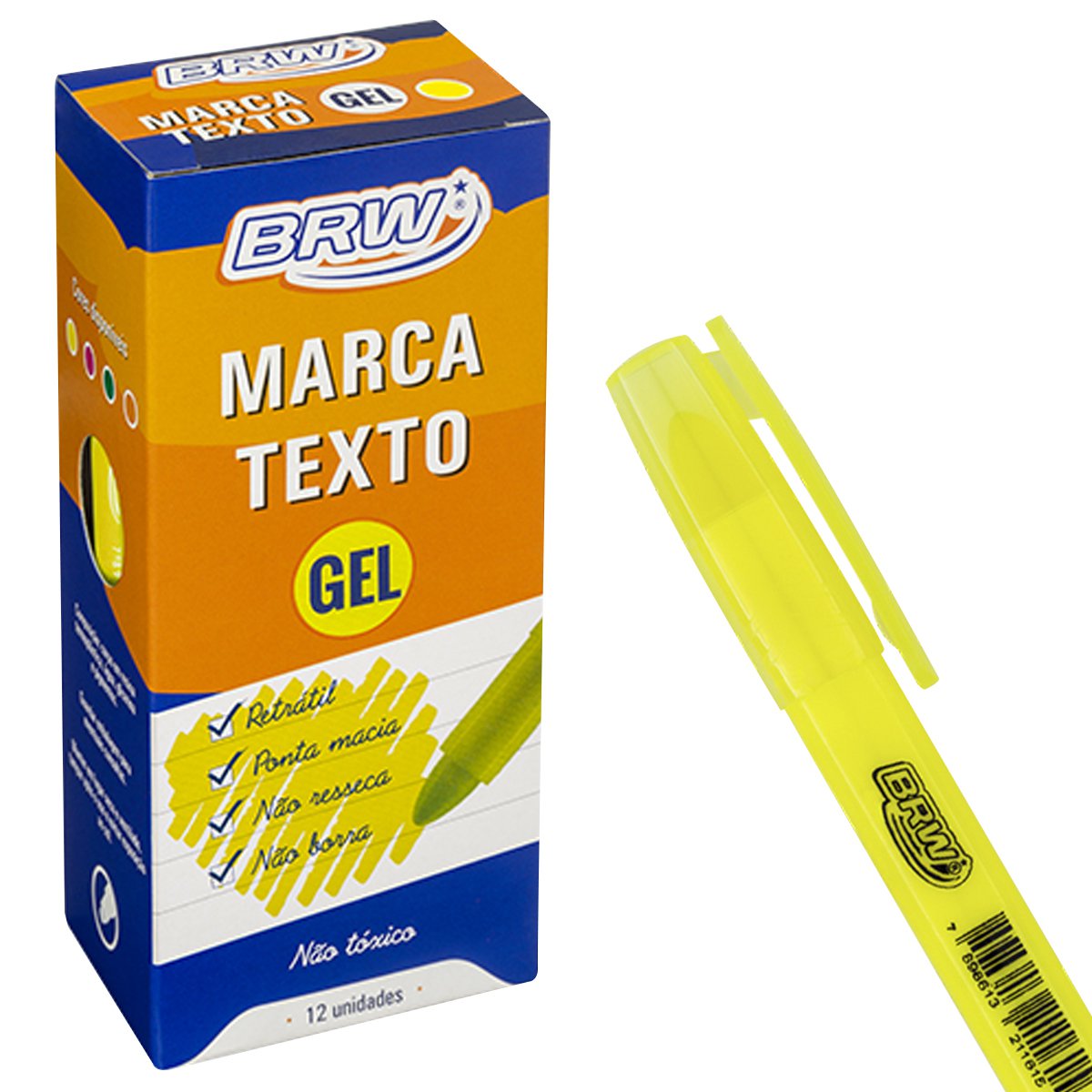 MARCA TEXTO BRW EM GEL AMARELO COM 12