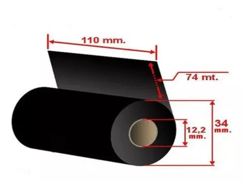 KIT 12 RIBBON 110X74M PARA IMPRESSORA TÉRMICA ZEBRA GC420T