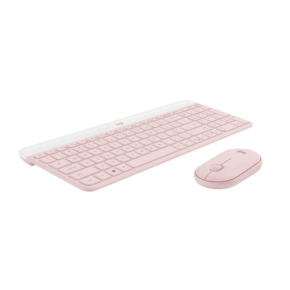 KIT MOUSE E TECLADO LOGITECH SLIM SEM FIO USB MK470 - ROSE