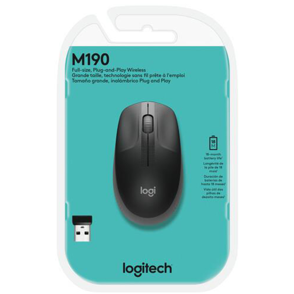 MOUSE LOGITECH M190 SEM FIO CINZA