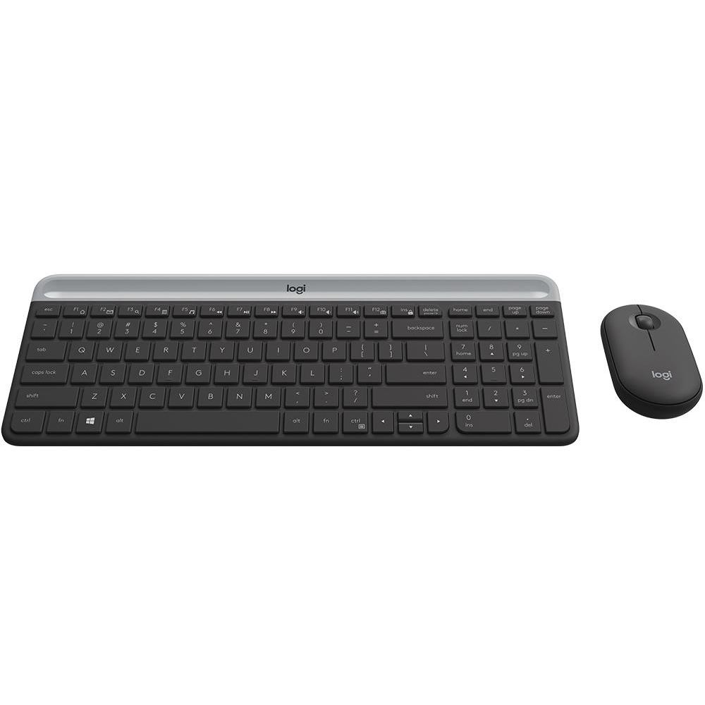 KIT MOUSE E TECLADO LOGITECH MK470 SLIM SEM FIO USB GRAFITE