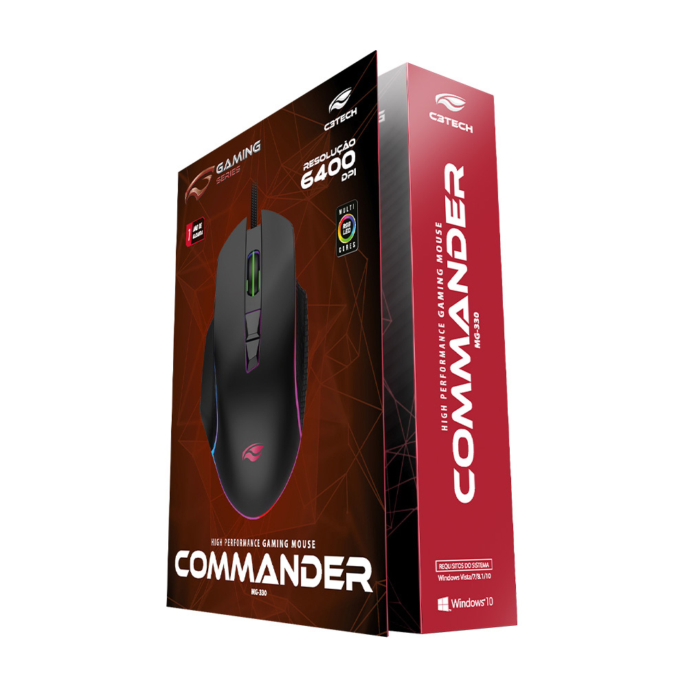 MOUSE GAMER C3TECH USB PRETO COMMANDER - MG-330BK
