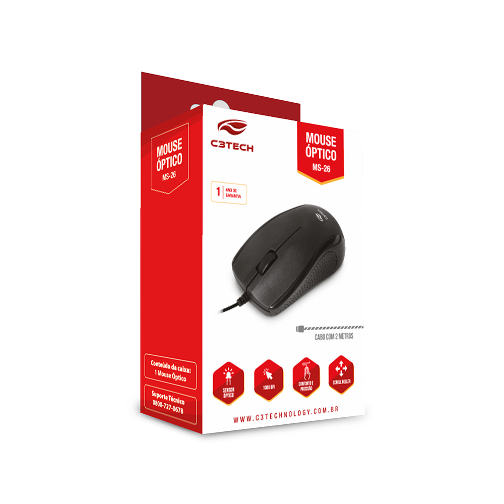 MOUSE C3TECH MS-26BK PRETO USB