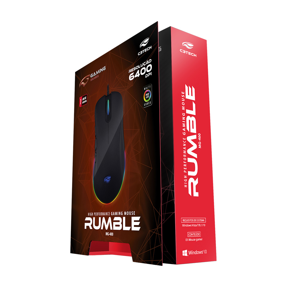 MOUSE GAMER C3TECH USB RUMBLE PRETO - MG-400BK