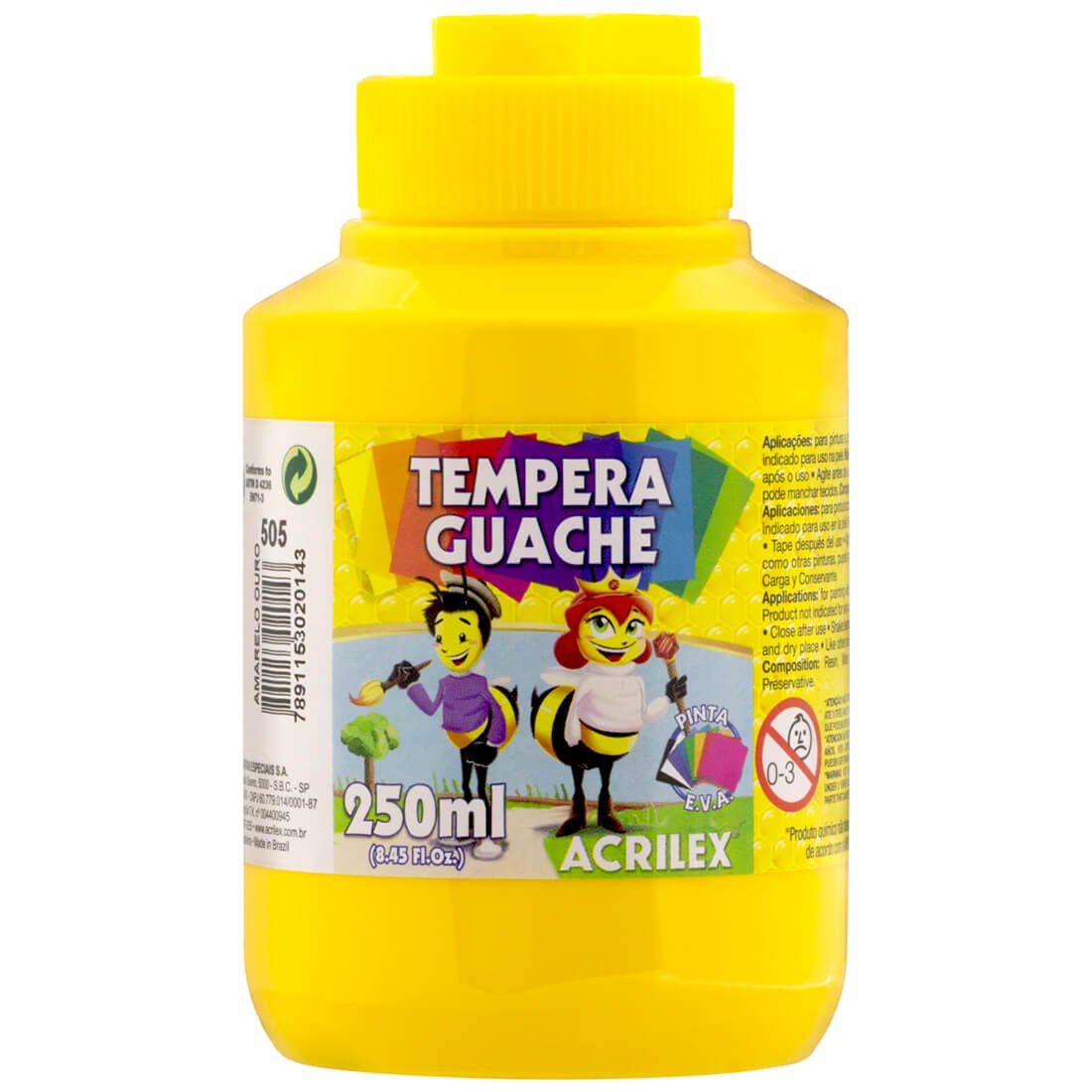 TINTA GUACHE ACRILEX 250ML - 505 AMARELO OURO