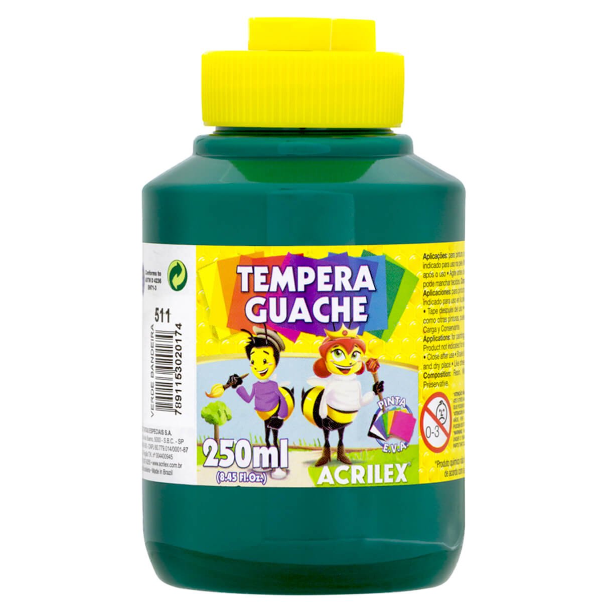 TINTA GUACHE ACRILEX 250ML - 511 VERDE BANDEIRA
