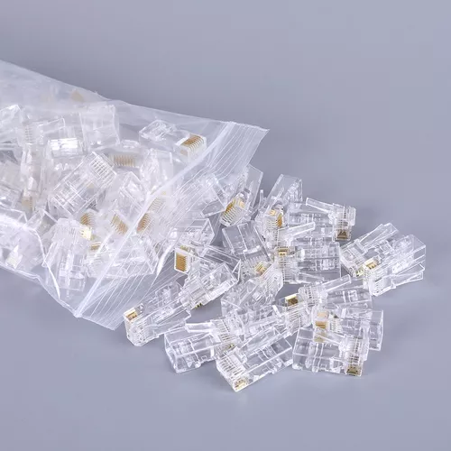 KIT 100 CONECTOR RJ45 CAT6 MACHO CABO DE REDE INTERNET UTP